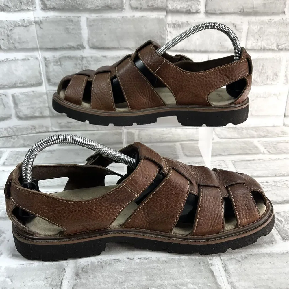 Simple Shoes Men's Size 9 Brown Leather Comfort Fisherman Sandals